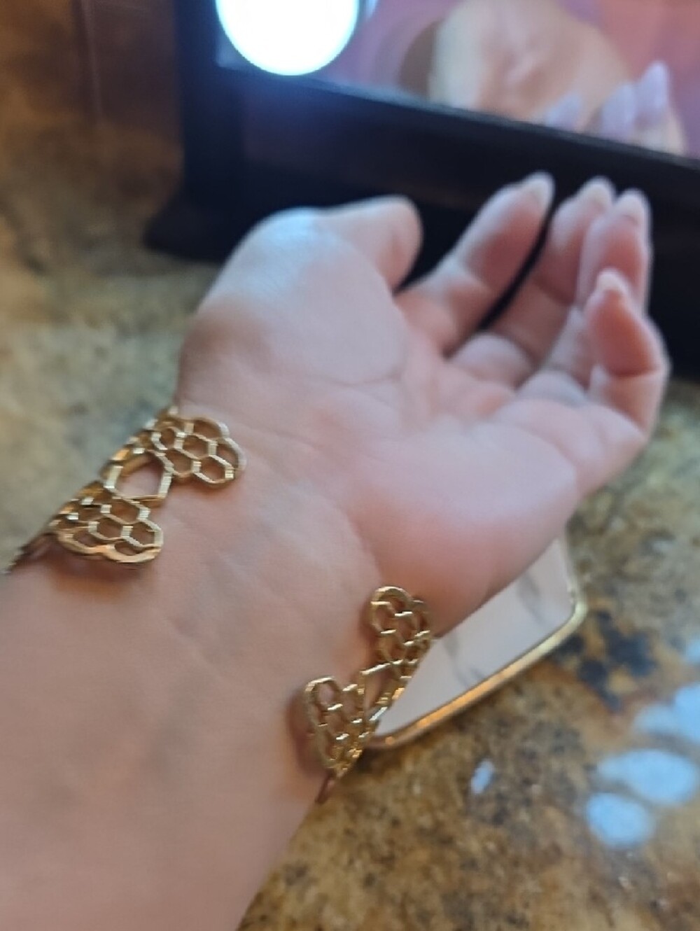 Chloe + Isabel Gold Honeycomb Cuff with Faceted Stone Accents - Picture 4 of 5